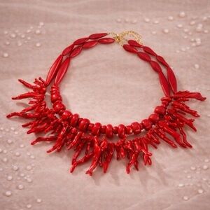 Vintage Red Coral Statement Necklace